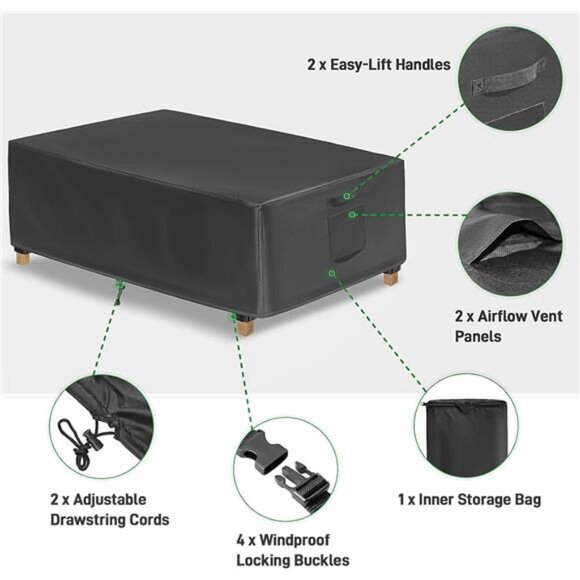 Patio Coffee Table Cover, Outdoor Table Covers Waterproof, UV Resistant Outdoor - Picture 5 of 7